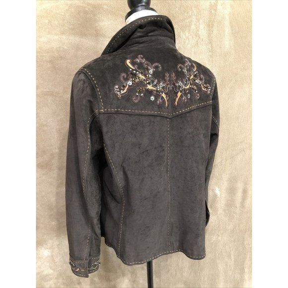 Coldwater Creek 1X Plus Long Sleeve Suede Jacket Blazer #386